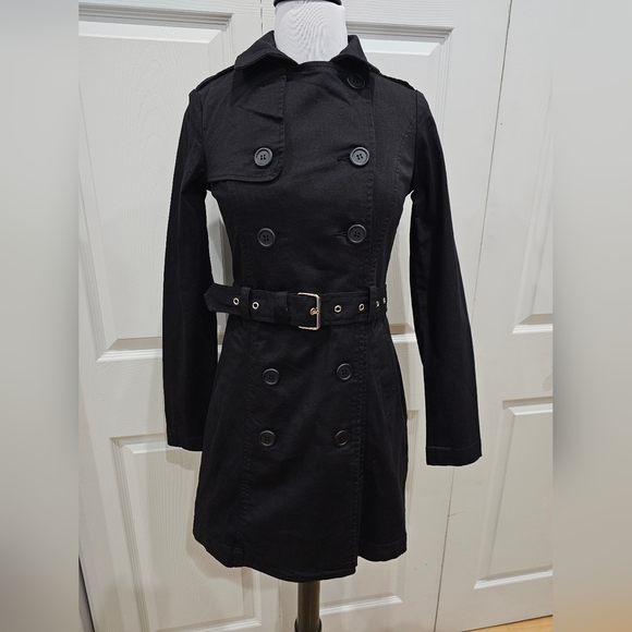 Hot Topic Royal Bones by Tripp Black Double Breasted Corset Back Jacket Trench S - Picture 8 of 11